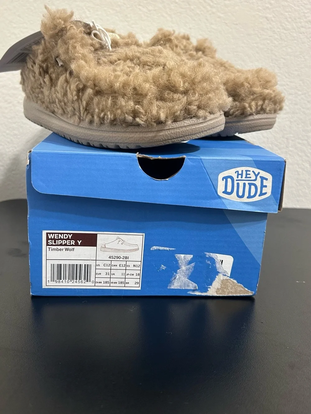 Hey Dude Wendy Slipper Timber Wolf Kids Children’s C12 Casual Slip On Shoe
